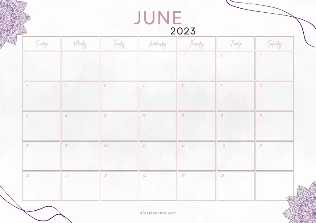 Aesthetic june 2023 calendar