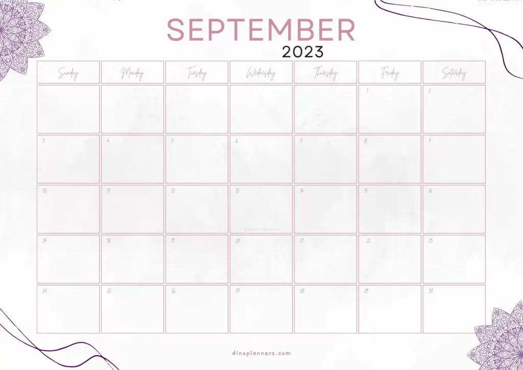 Aesthetic september 2023 calendar