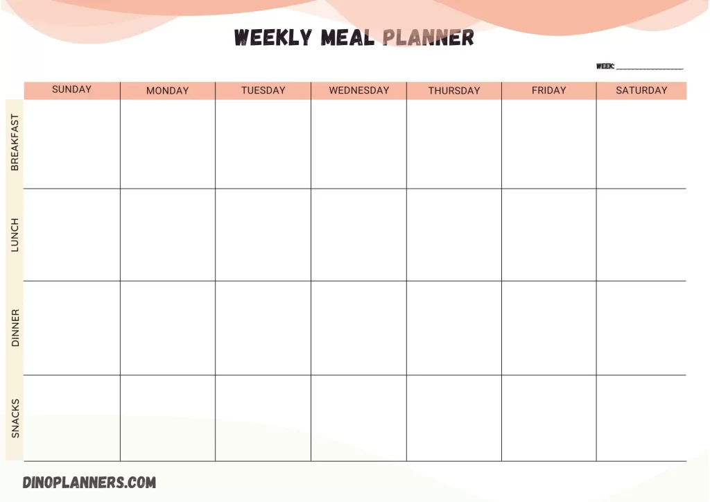 Cute Weekly Meal Planner template