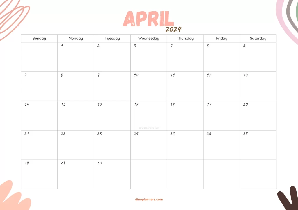 Cute april 2024 calendar