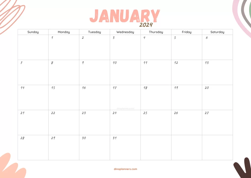 Cute january 2024 calendar