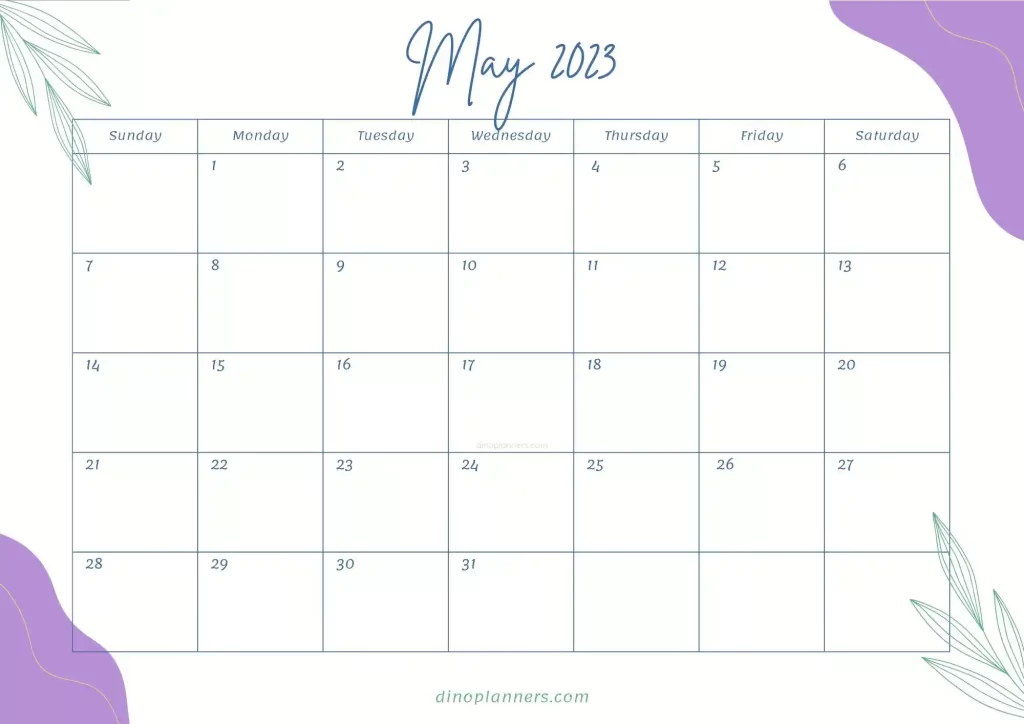 Floral may 2023 calendar