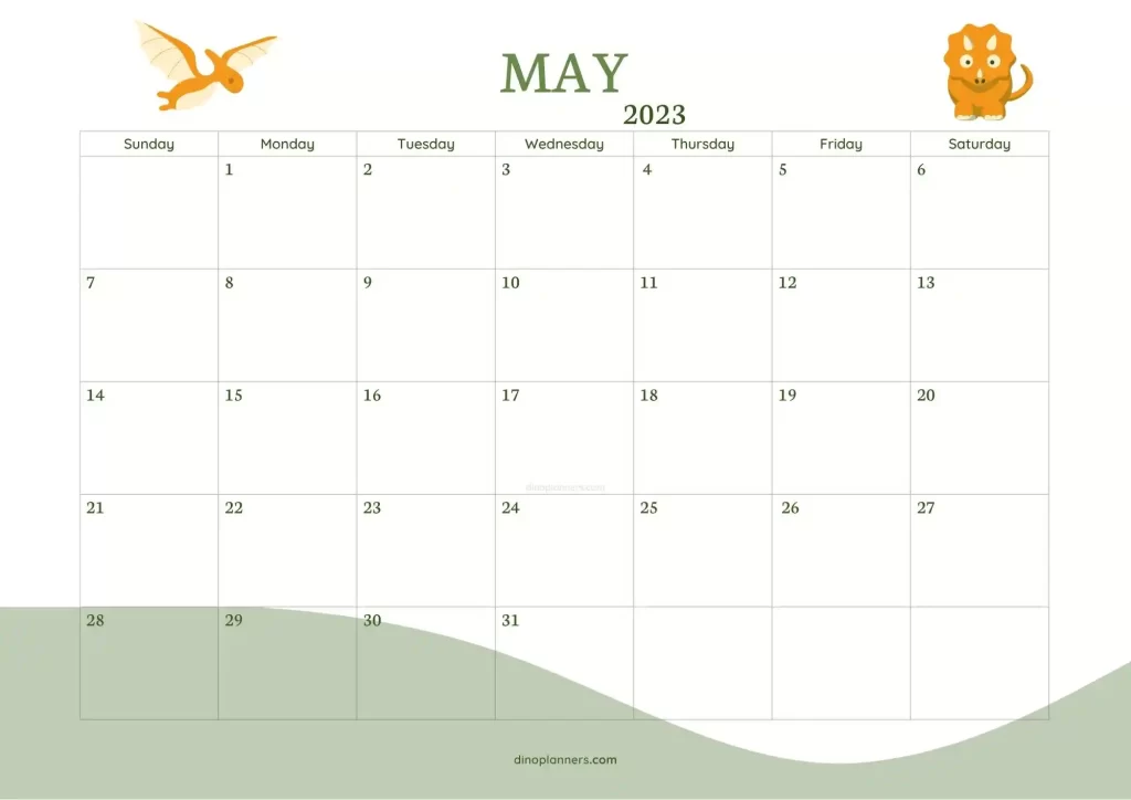 May 2023 calendar for kids