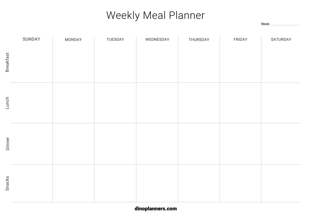 Weekly Meal Planner Minimalist printable
