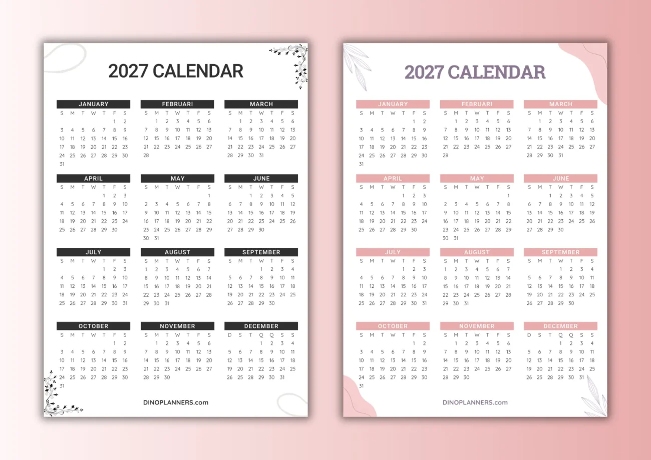 annual 2027 calendars - DinoPlanners.com