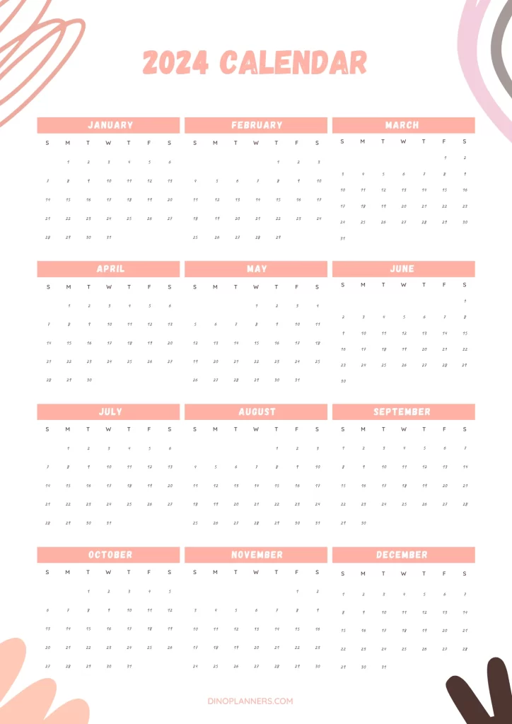 cute printable calendar 2024