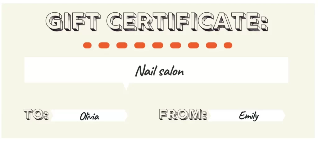 nail salon gift certificate