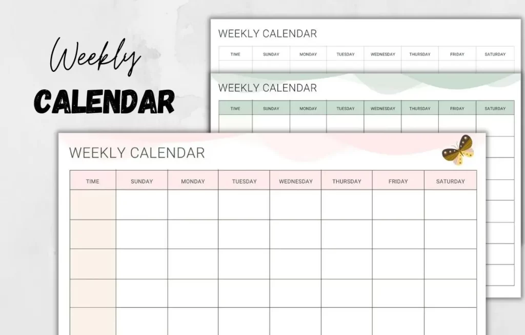weekly calendar templates
